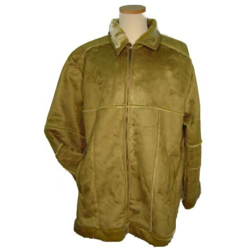 Prestige Olive Suede Leather Coat with Fur